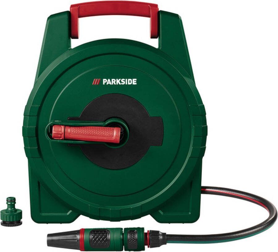 PARKSIDE Slangenbox 10 m Ideaal voor kleine tuinen en mobiel gebruik Tuinsproeier met doorstroomregeling Gemakkelijk op te rollen gemakkelijk vervoer en ruimtebesparend