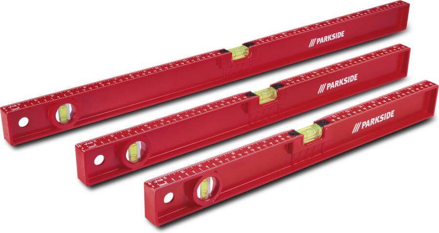 PARKSIDE Waterpas Set van 3 50 cm 60 cm & 80 cm Waterbestendig hittebestendig en koudebestendig Waterpassen VI Online s