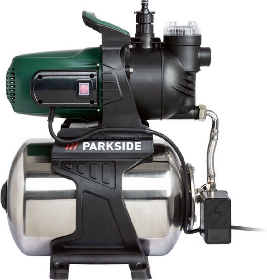 PARKSIDE Waterpomp Vermogen: 1000 W Werkdruk: max. 4 5 bar Ketelinhoud: 24 L Voor automatische watervoorziening met tapwater Ideaal voor grote percelen met grote hoogteverschillen 24 liter RVS tank