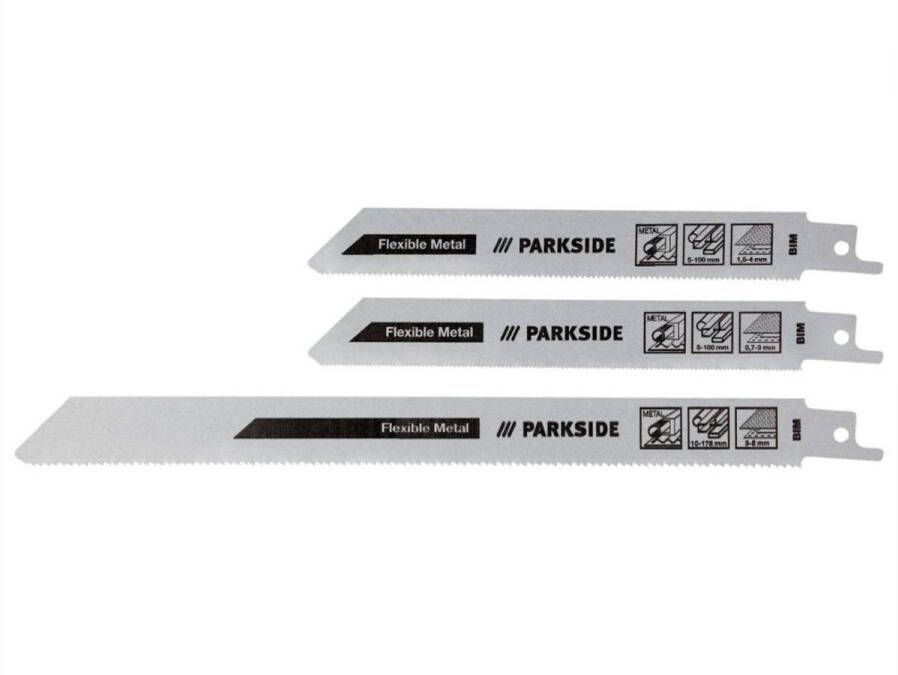 PARKSIDE Zaagbladenset Grof metaal voor Reciprozagen 3 verschillende zaagbladen zijn geschikt voor gangbare reciprozagen met 12 7 mm-universel houder (1 2)
