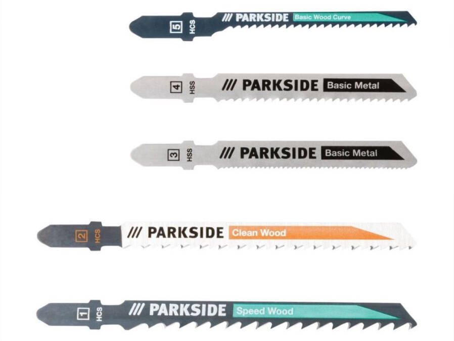 PARKSIDE Zaagbladenset voor Decoupeerzagen 5 delige set Voor hout kunststof en metaal