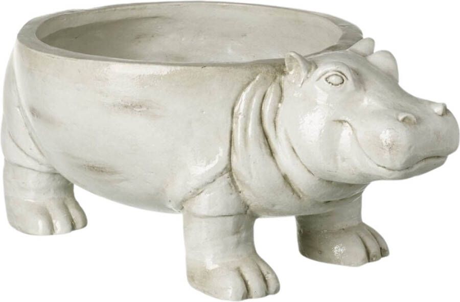 Parlane schaal Hippo grijs 40 cm decoratieve schaal in de vorm van een nijlpaard keramieken schaal op pootjes