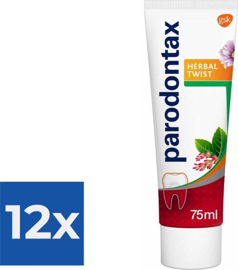 Parodontax Herbal Twist Tandpasta tegen bloedend tandvlees 75 ml Voordeelverpakking 12 stuks