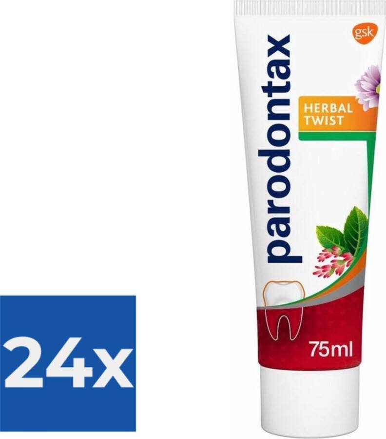 Parodontax Herbal Twist Tandpasta tegen bloedend tandvlees 75 ml Voordeelverpakking 24 stuks