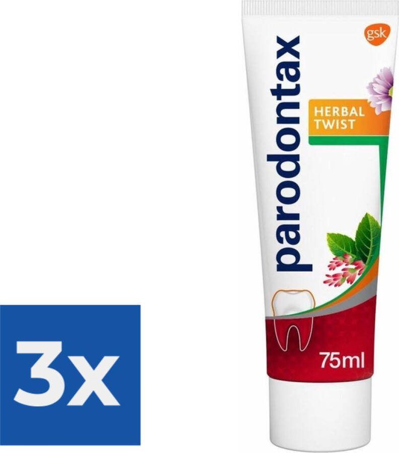 Parodontax Herbal Twist Tandpasta tegen bloedend tandvlees 75 ml Voordeelverpakking 3 stuks