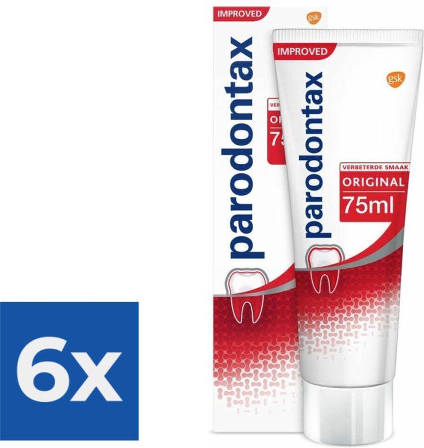 Parodontax Original Tandpasta- tegen bloedend tandvlees 75 ml Voordeelverpakking 6 stuks