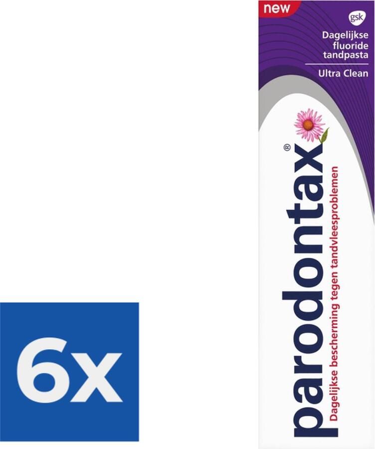 Parodontax Tandpasta Ultra Clean 75ml Voordeelverpakking 6 stuks