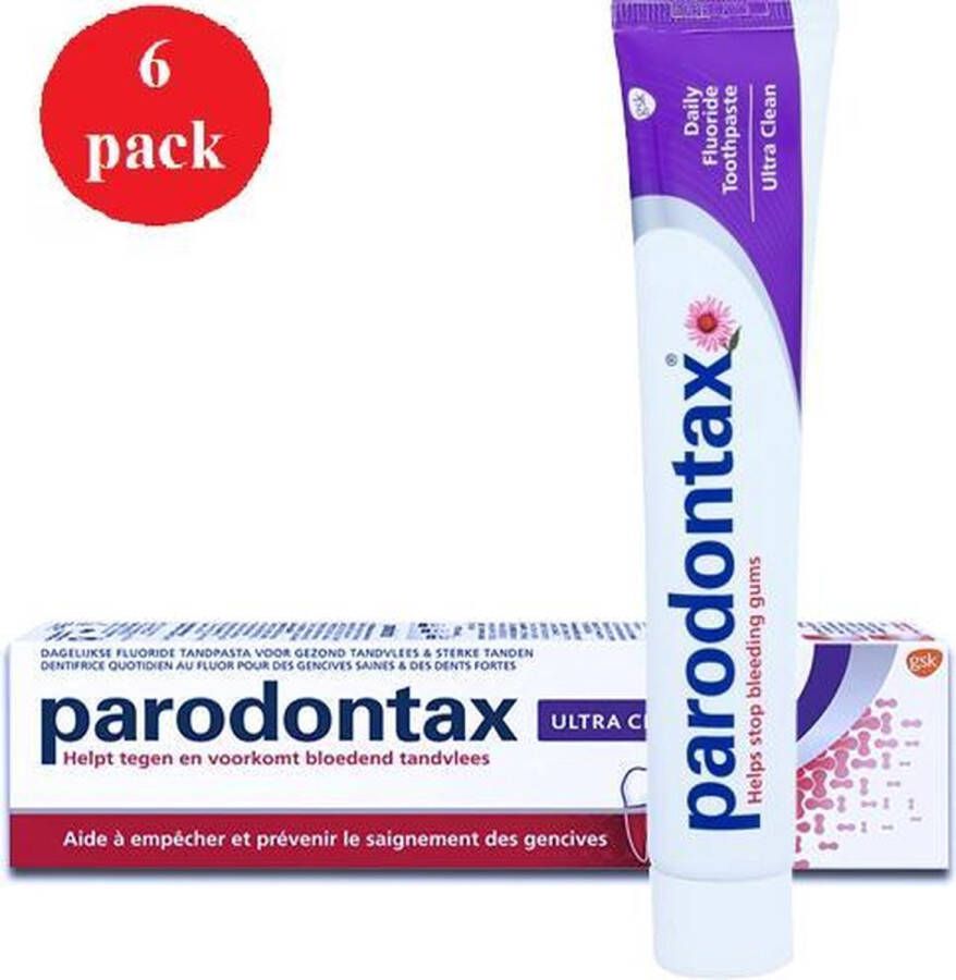 Parodontax tandpasta 6x 75 ml Ultra Clean tandpasta Voordeelpakket
