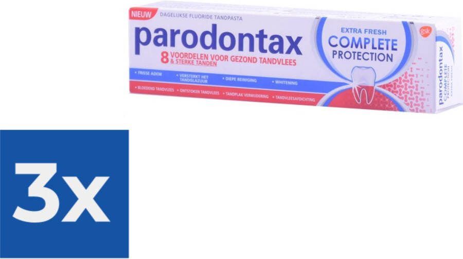 Parodontax Tandpasta Extra Fresh Complete Protection 75ml Voordeelverpakking 3 stuks