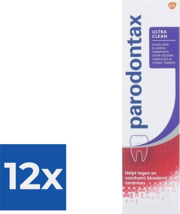 Parodontax Tandpasta Ultra Clean 75 ml Voordeelverpakking 12 stuks