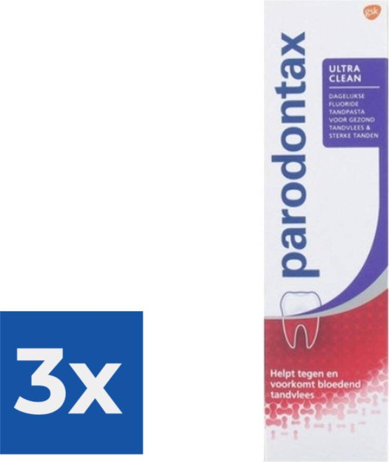 Parodontax Tandpasta Ultra Clean 75 ml Voordeelverpakking 3 stuks