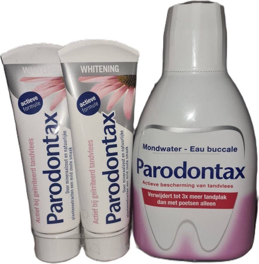 Parodontax Whitening Tandpasta 2x75ml + Mondwater 500ml