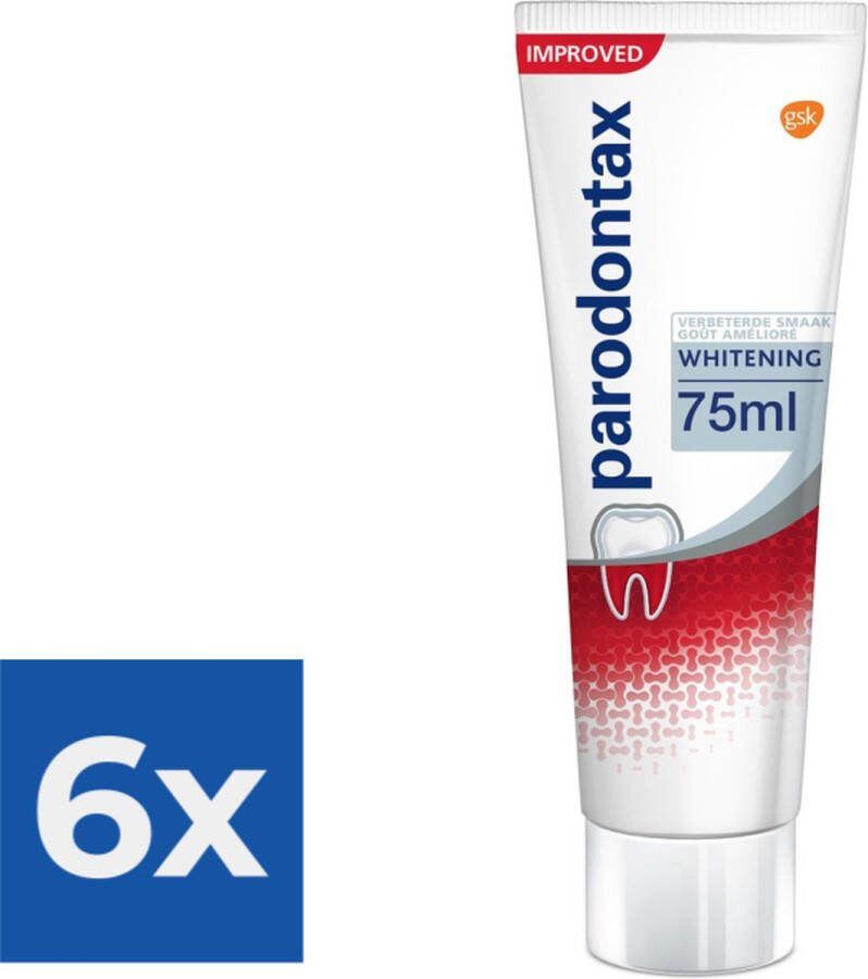 Parodontax Whitening Tandpasta tegen bloedend tandvlees 75 ml Voordeelverpakking 6 stuks