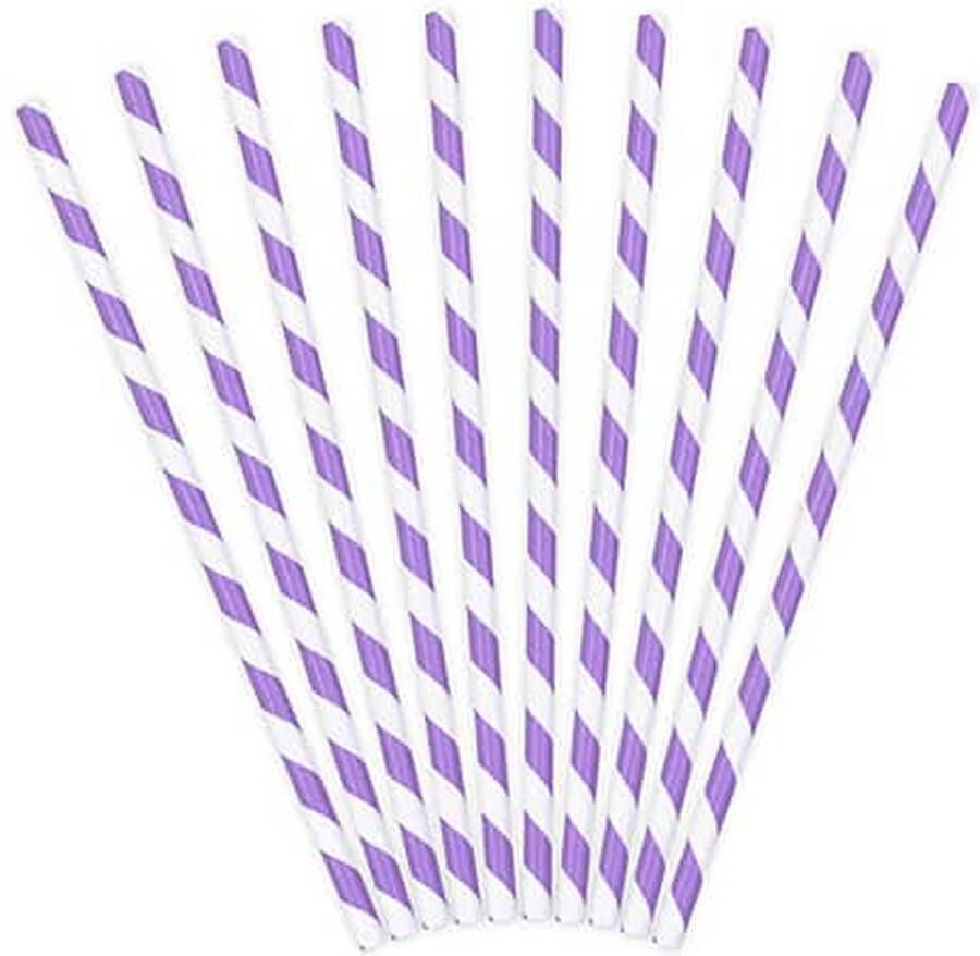 Party-Decoration Partydeco Rietjes Stripes Wit Lavendel (10 stuks)