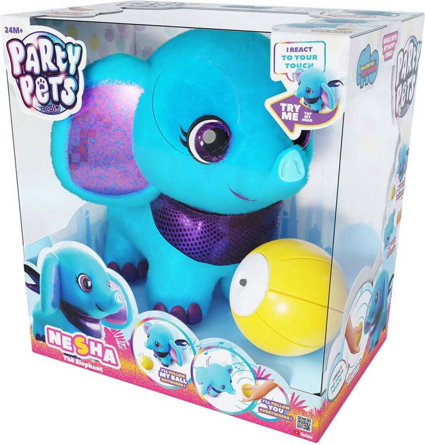 Party Pete Party Pets Knuffelolifant Nesha Interactief Junior Pluche Blauw