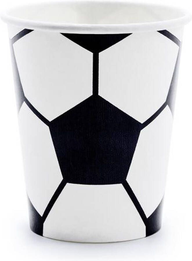 PartyDeco Kartonnen beker voetbal 220ml 6 stuks