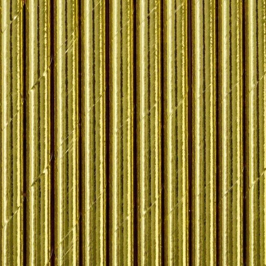 PartyDeco Papieren Rietjes Goud 19 5cm 10st