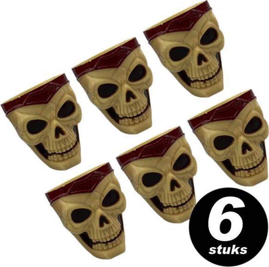 PartyFX Halloween doodshoofd schedel shotglaasjes – borrelglazen set 6 stuks