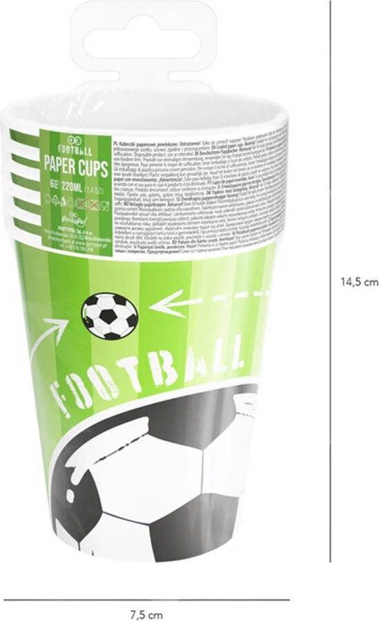 Partypal Voetbal bekers 220ml Tafeldecoraties 6 stuks