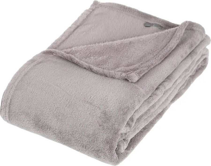 Atmosphera Fleece deken fleeceplaid grijs 130 x 180 cm polyester Bankdeken Fleece deken Fleece plaid