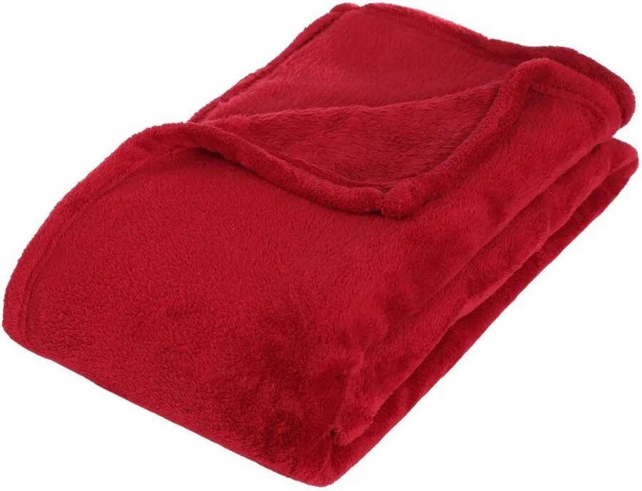 Atmosphera Fleece deken fleeceplaid rood 130 x 180 cm polyester Bankdeken Fleece deken Fleece plaid