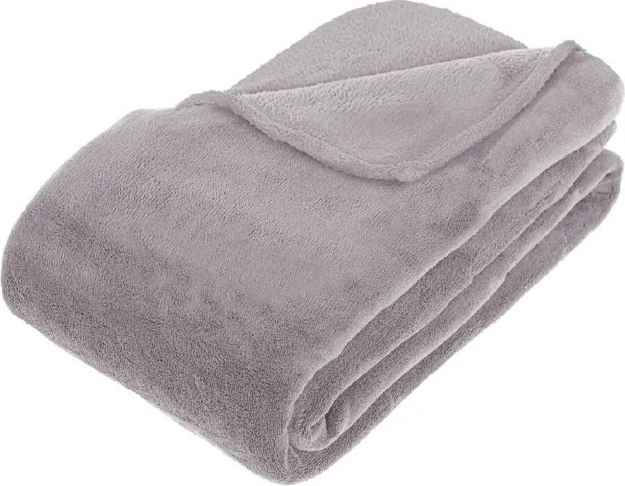 Atmosphera Grote Fleece deken fleeceplaid grijs 180 x 230 cm polyester Bankdeken Fleece deken Fleece plaid