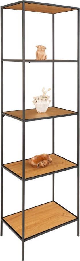 House Nordic Vita Shelf Shelf with black frame and 5 oaklook shelves 51x36x170 cm
