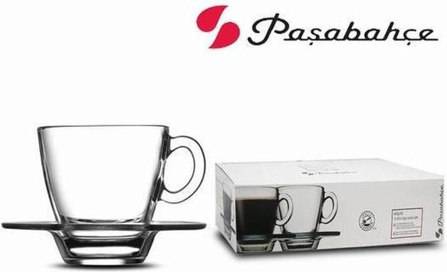 Pasabahce Aqua Kop en Schotel Set van 6 72 ml