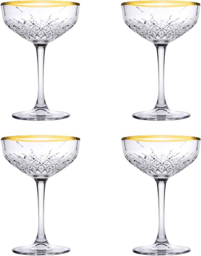 Pasabahce Champagnecoupe Timeless 27 cl Transparant Goud 4 stuk(s)