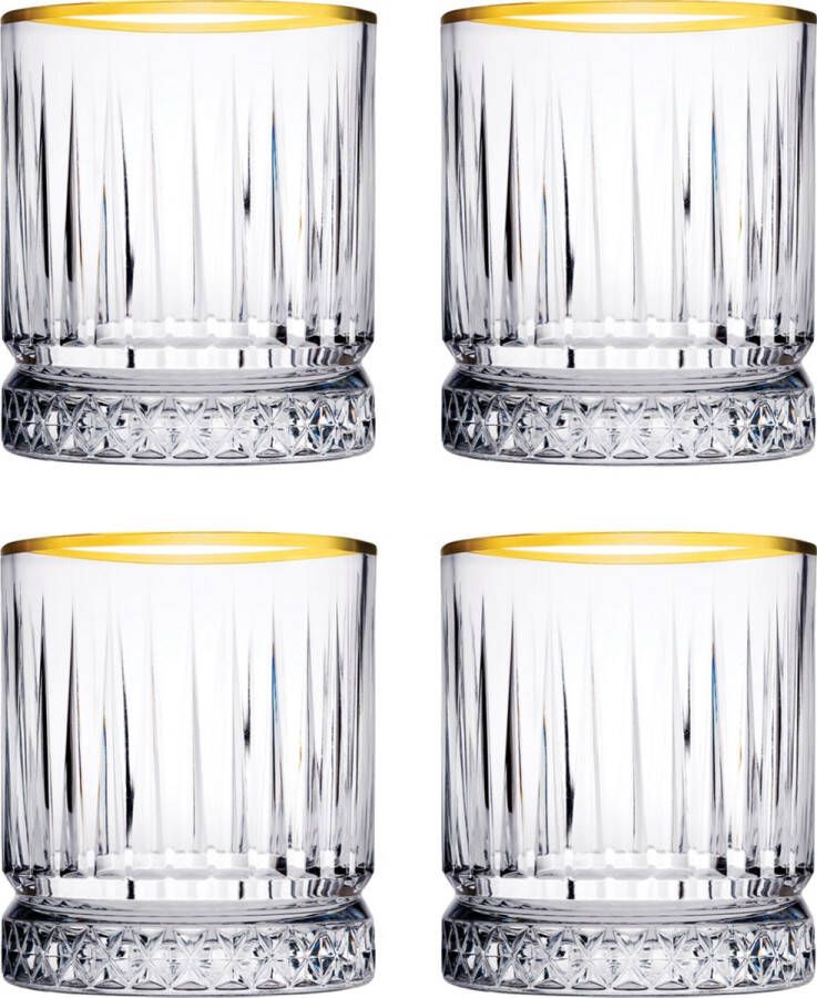 Paşabahçe pascabahce Elysia golden touch whiskey glas 345ml-set van 4