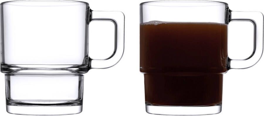 Pasabahce Koffie thee glazen set 2x stuks transparant glas 320 ml Koffie- en theeglazen