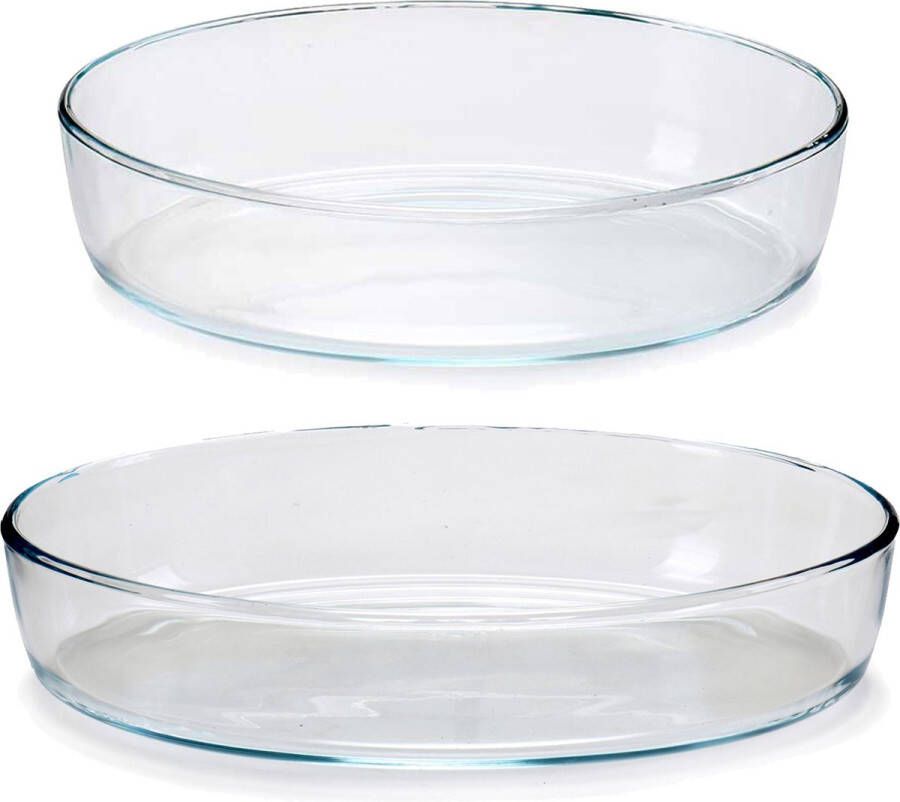 Pasabahce Ovenschalen 2-delige set borosilicaat glas ovaal 1.5 2 Liter Ovenschalen