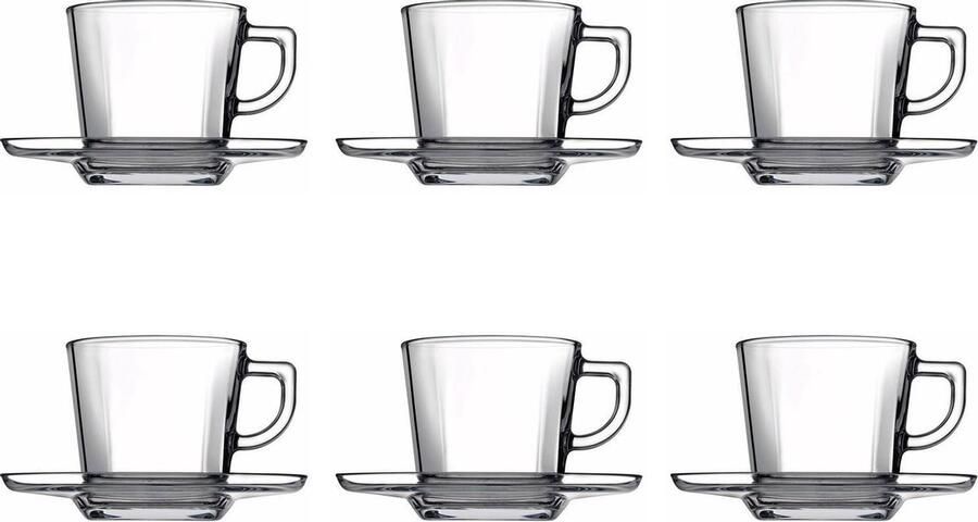 Pasabahce Carre Kop en schotel 21 5 cl Gehard glas 6 stuks