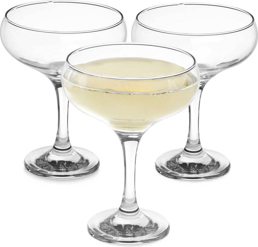 Pasabahce Pasabasche Champagneglazen laag model 12x transparant glas 270 ml proseccoglazen