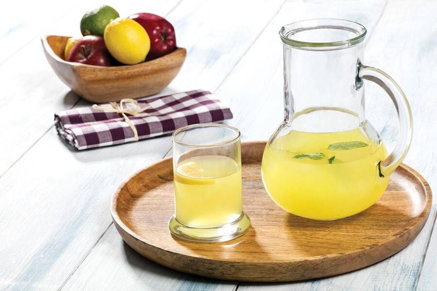 Paşabahçe waterkaraf sapkan waterkan (schenkkan) met drinkglas 1 liter (set van 2)