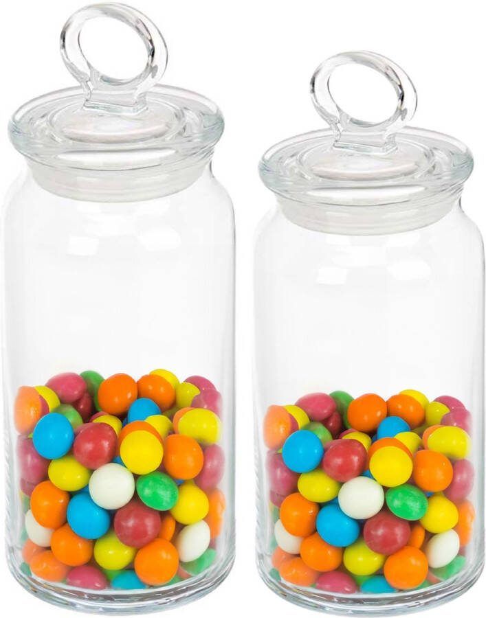 Pasabahce Snoeppot voorraadpot met luchtdichte sierlijke deksel voedsel glas 860 ml D10 x H19 cm