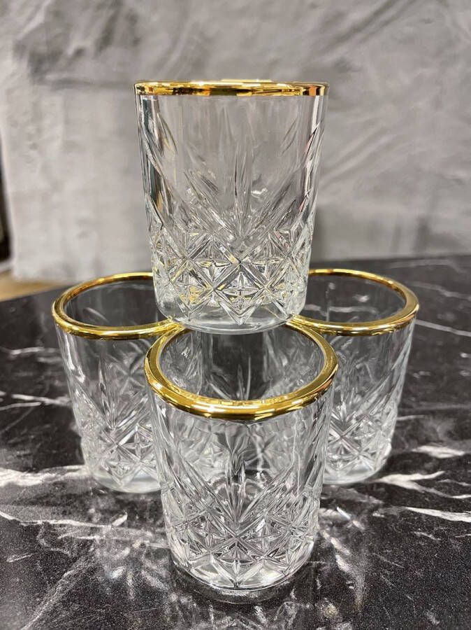 Pasabahce Timeless Borrelglas gouden rand 6.2 cl 4 stuks