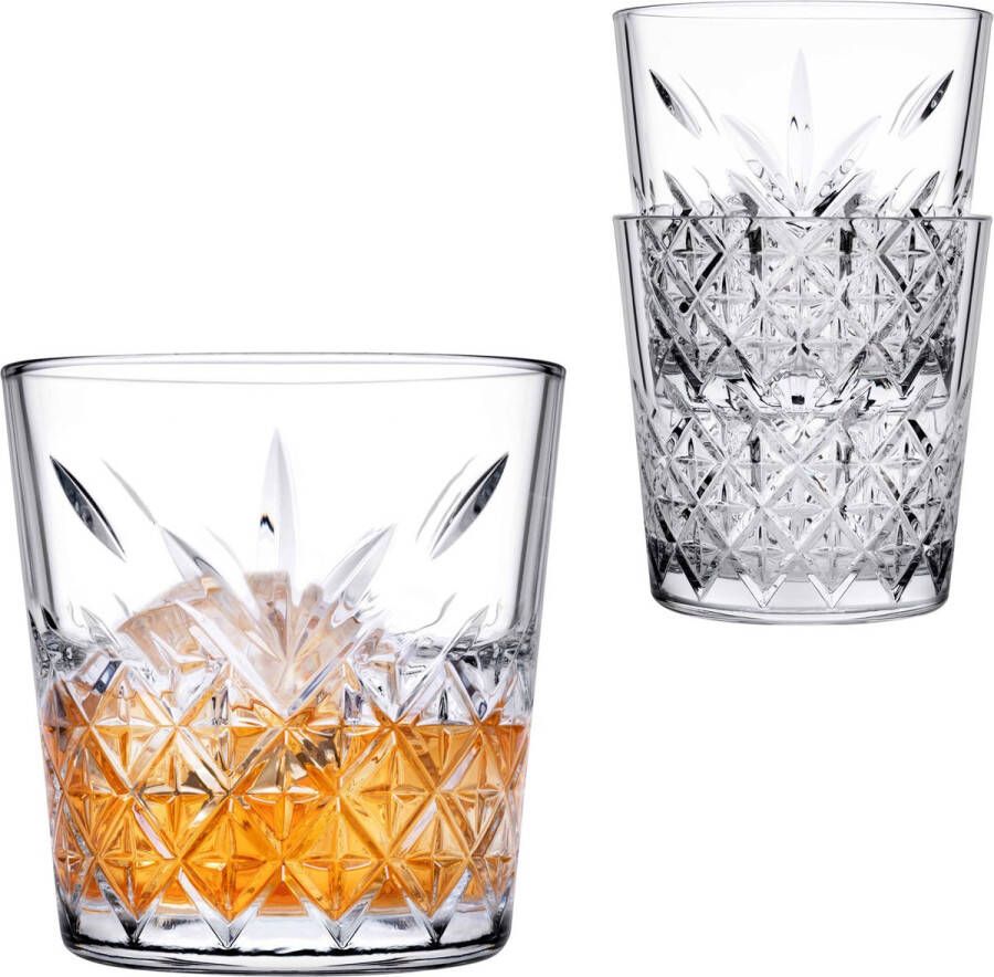 Pasabahce Whisky tumbler glazen 12x Timeless serie transparant 340 ml Whiskeyglazen