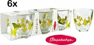 Benza Pasabahce Vlinder Gedessineerde Glazen Water Sapglas 285 Ml 6 Stuks