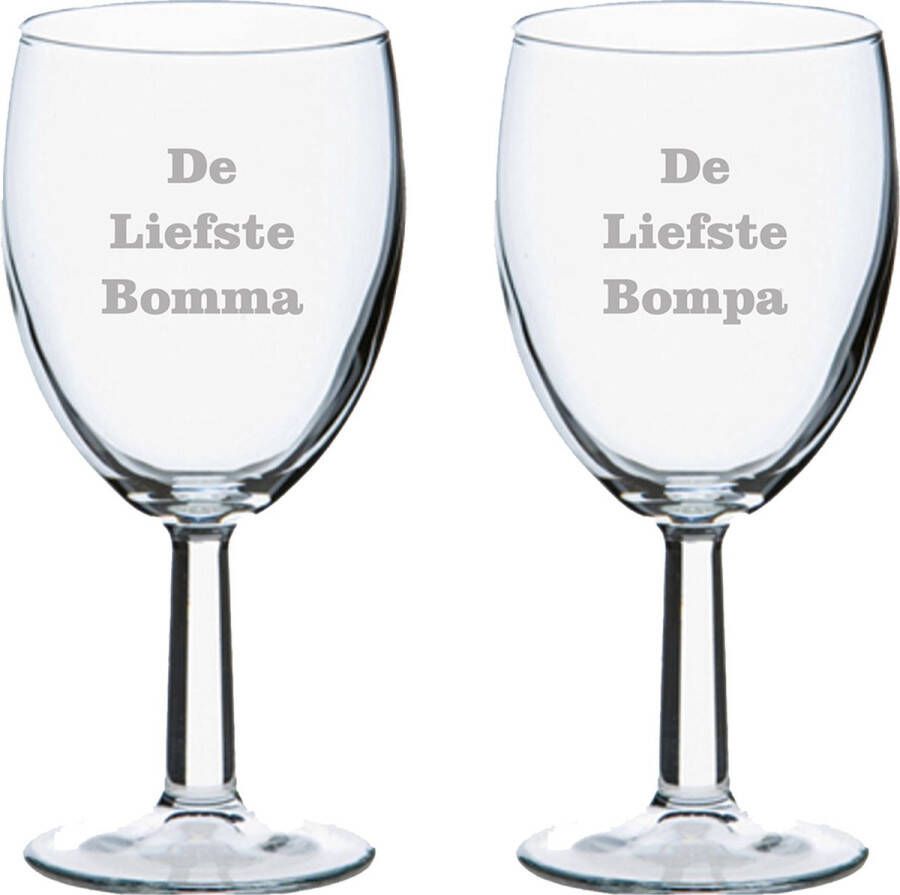 Pasabahce Wijnglas gegraveerd 24 5cl De Liefste Bomma-De Liefste Bompa