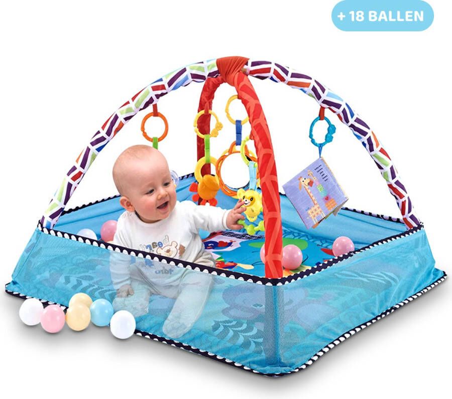 Pasaro Babygym Voor Kinderen Van 0 tot 3 Jaar Speelmat Baby Gym Speelkleed Inclusief Speeltjes & 18 Ballen