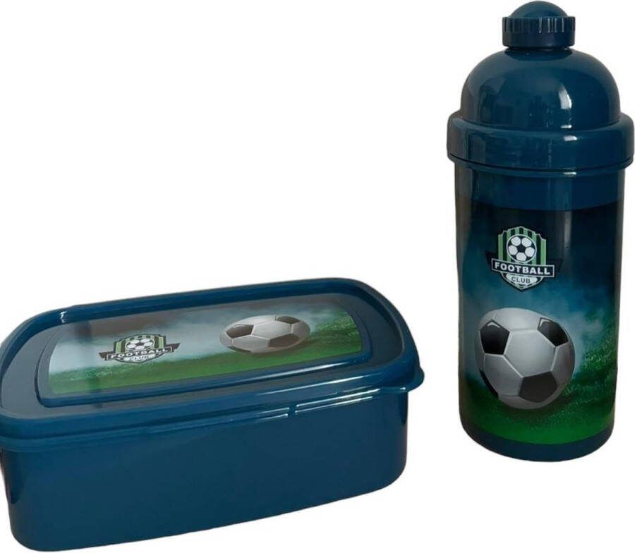 Paso waterfles en broodtrommel bidon lunchbox drinkfles 550 ml 18 5x13x6cm voetbal