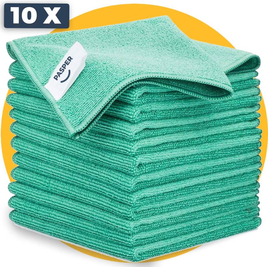 Pasper Microvezeldoekjes Groen 10 stuks van 40 x 40 cm microvezeldoekjes schoonmaak