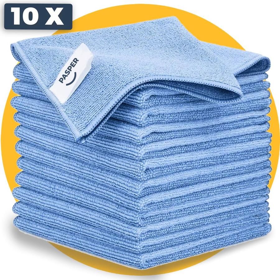 Pasper Microvezeldoekjes Blauw 10 stuks van 40 x 40 cm microvezeldoekjes schoonmaak