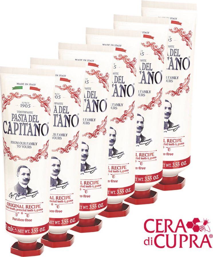 Pasta del Capitano 1905 – Original Recipe 6 tubes € 6 95 per stuk: de meest verkochte tandpasta in Italië met onmisbare smaak op basis van kruidnagelbladeren groene mint en kaneel voor een frisse adem