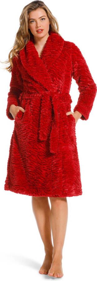 Pastunette Badjas imitatie bont – fake fur – dik & warm – rode badjas dames- – maat L