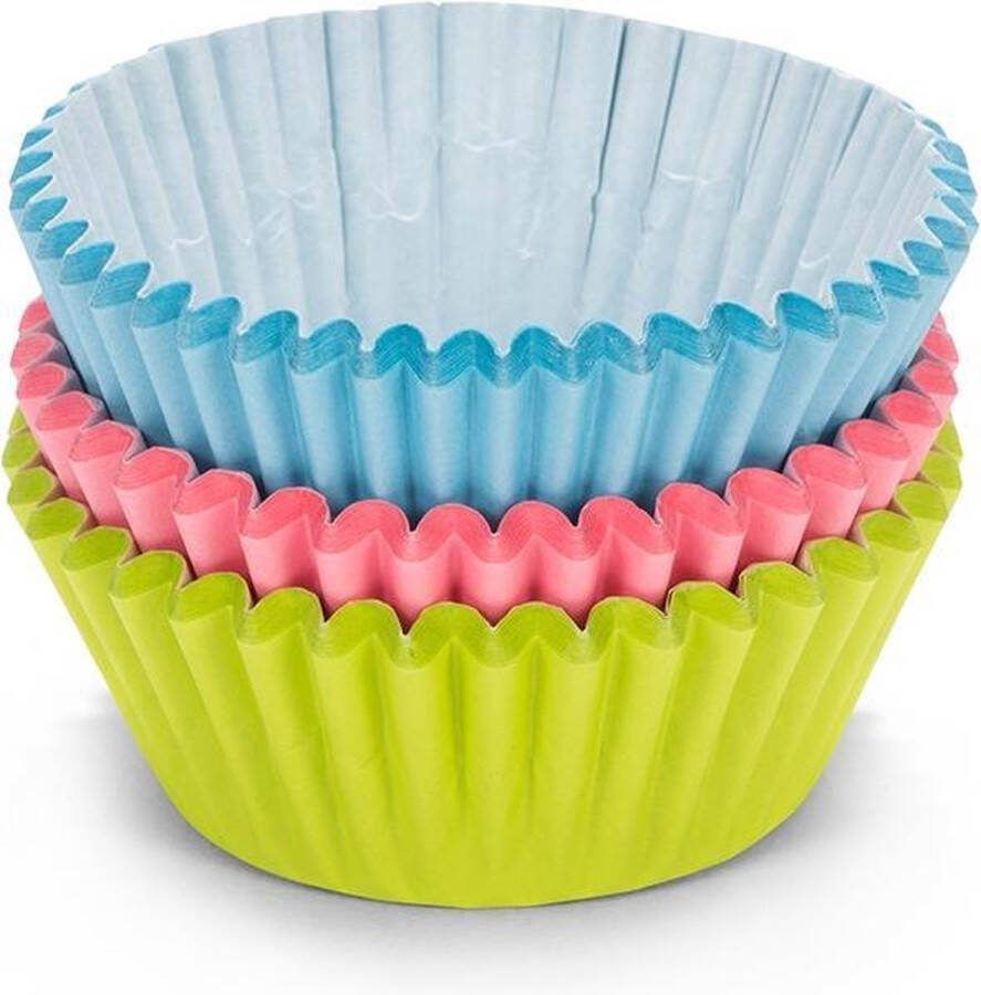 Patisse Cupcakevormen 5cm Papier Blauw roze groen 90 Stuks