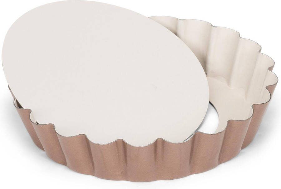 Patisse Quichevorm Mini Met Losse Bodem 10 Cm Staal Koper Beige