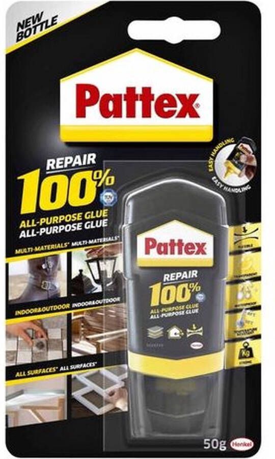 Pattex Lijm 100% tube 50gram op blister a 1 stuk 12 stuks