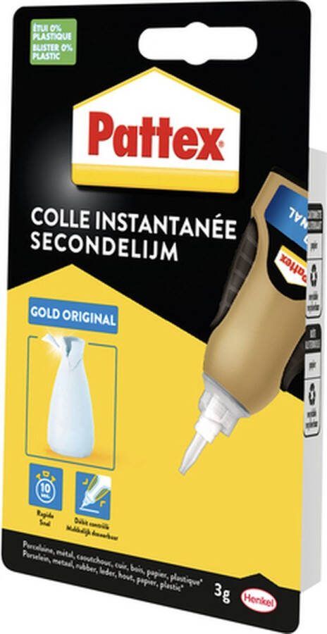 Pattex Secondelijm Gold original tube 3gram op blister 1 stuk 12 stuks